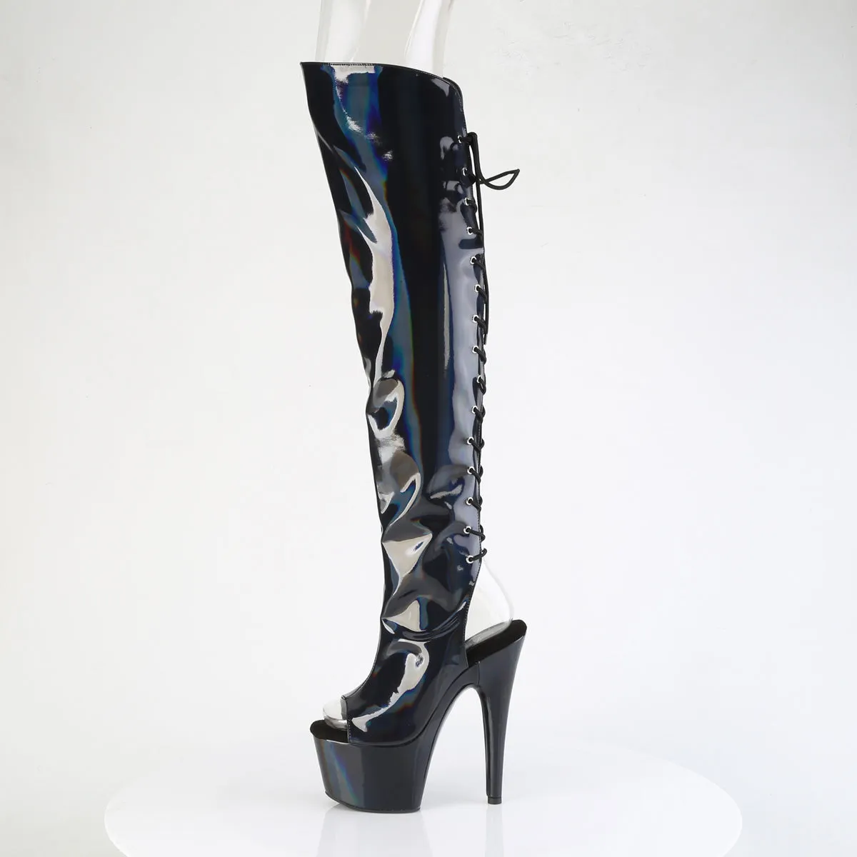 ADORE-3019HWR Pleaser Black Hologram Sexy Platform Shoes (Pole Dancing Heels)
