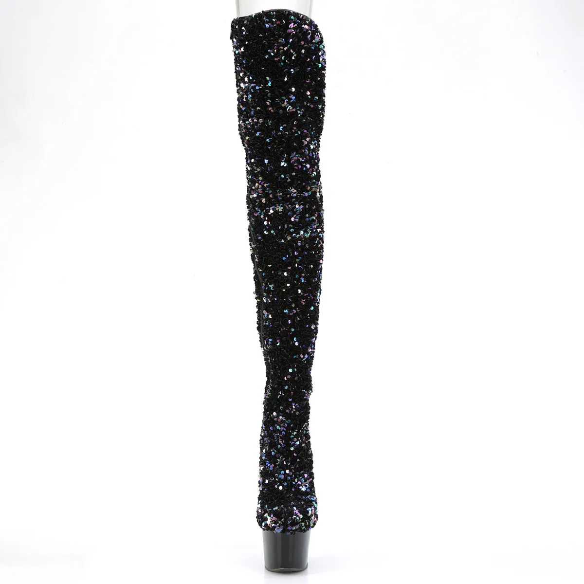 ADORE-3020 Pleaser Black Sequins Sexy Platform Shoes (Pole Dancing Heels)