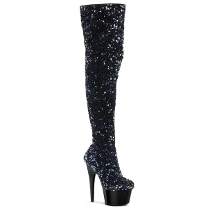ADORE-3020 Pleaser Black Sequins Sexy Platform Shoes (Pole Dancing Heels)