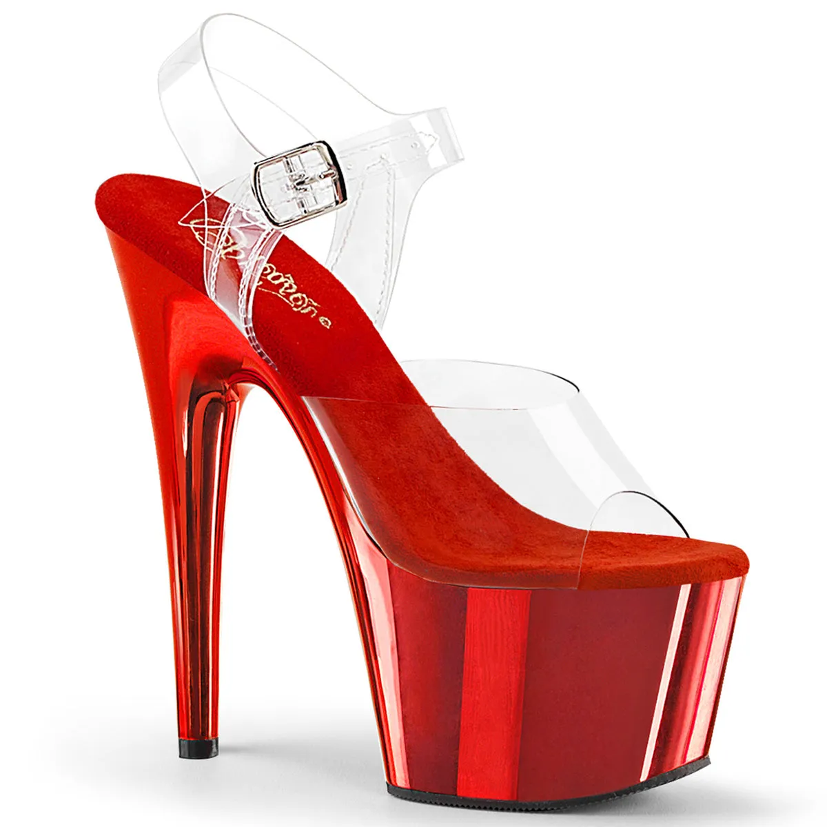 ADORE-708 Pleaser Clear/Red Sexy Platform Shoes (Pole Dancing Heels)