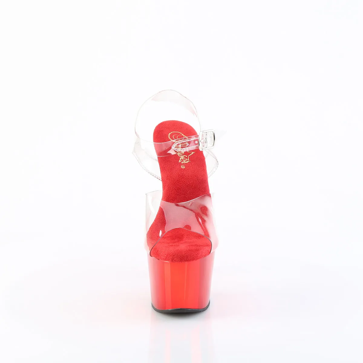 ADORE-708 Pleaser Clear/Red Sexy Platform Shoes (Pole Dancing Heels)