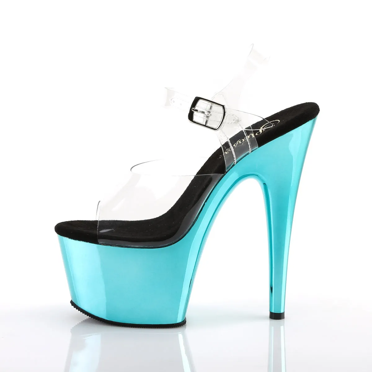 ADORE-708 Pleaser Clear/Turquoise Chrome Sexy Platform Shoes (Pole Dancing Heels)