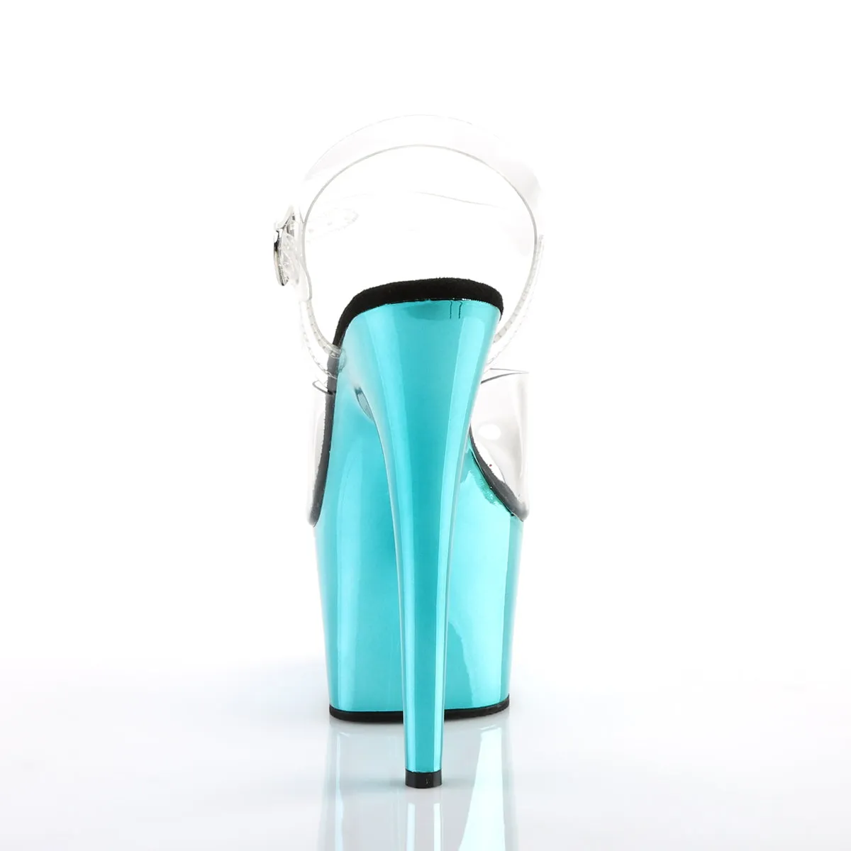 ADORE-708 Pleaser Clear/Turquoise Chrome Sexy Platform Shoes (Pole Dancing Heels)
