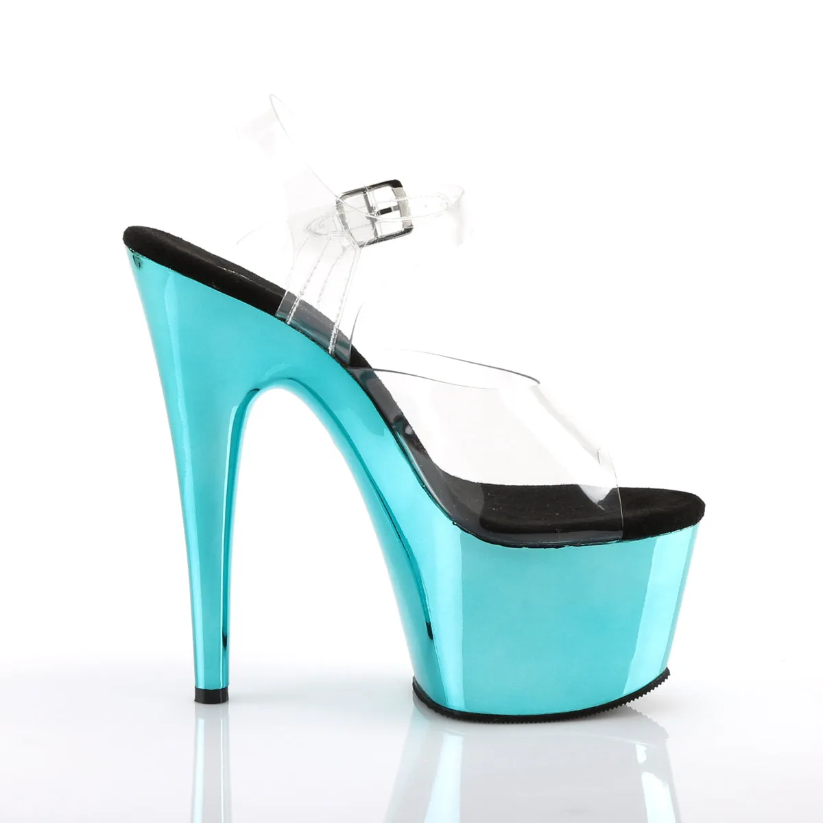 ADORE-708 Pleaser Clear/Turquoise Chrome Sexy Platform Shoes (Pole Dancing Heels)