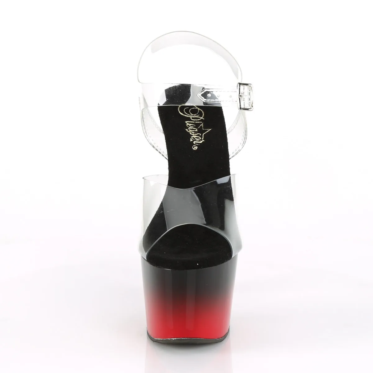 ADORE-708BR-H Pleaser Clear/Black/Red Sexy Platform Shoes (Pole Dancing Heels)