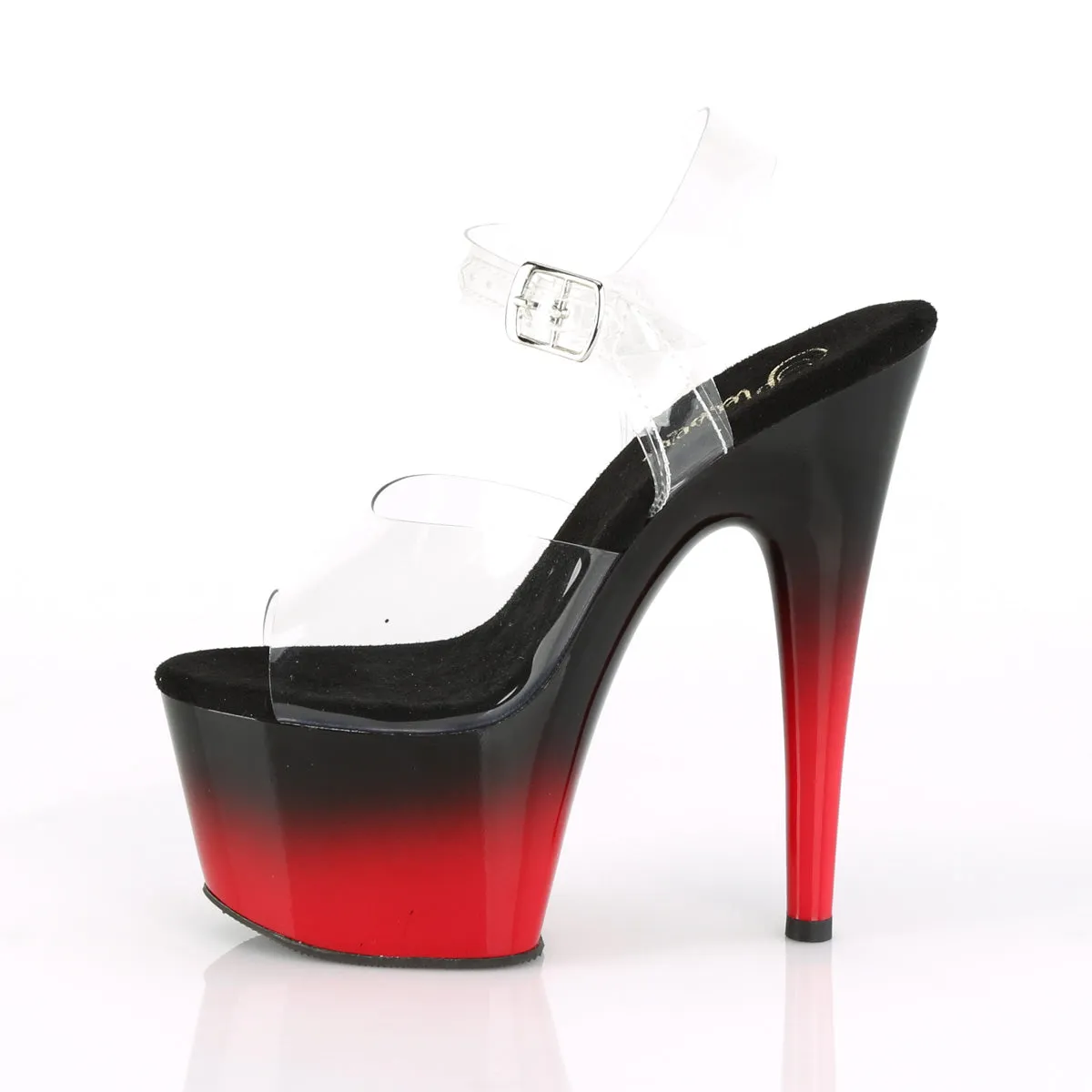 ADORE-708BR-H Pleaser Clear/Black/Red Sexy Platform Shoes (Pole Dancing Heels)