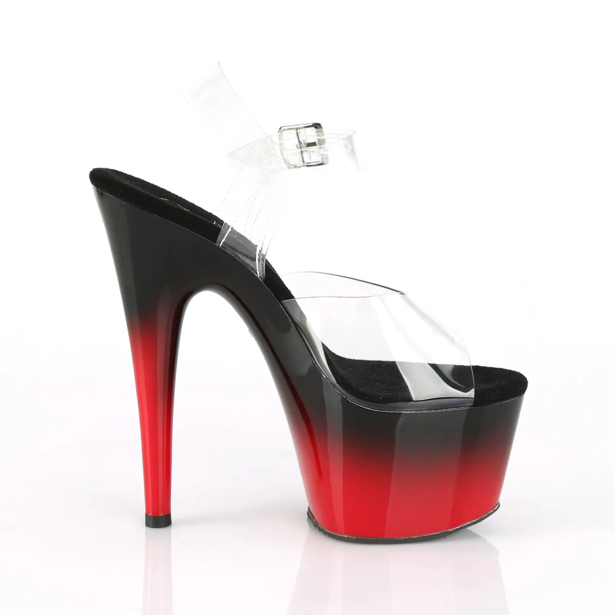 ADORE-708BR-H Pleaser Clear/Black/Red Sexy Platform Shoes (Pole Dancing Heels)