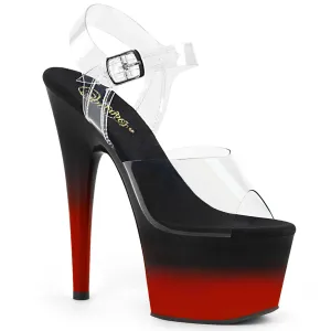 ADORE-708BR-H Pleaser Clear/Black/Red Sexy Platform Shoes (Pole Dancing Heels)