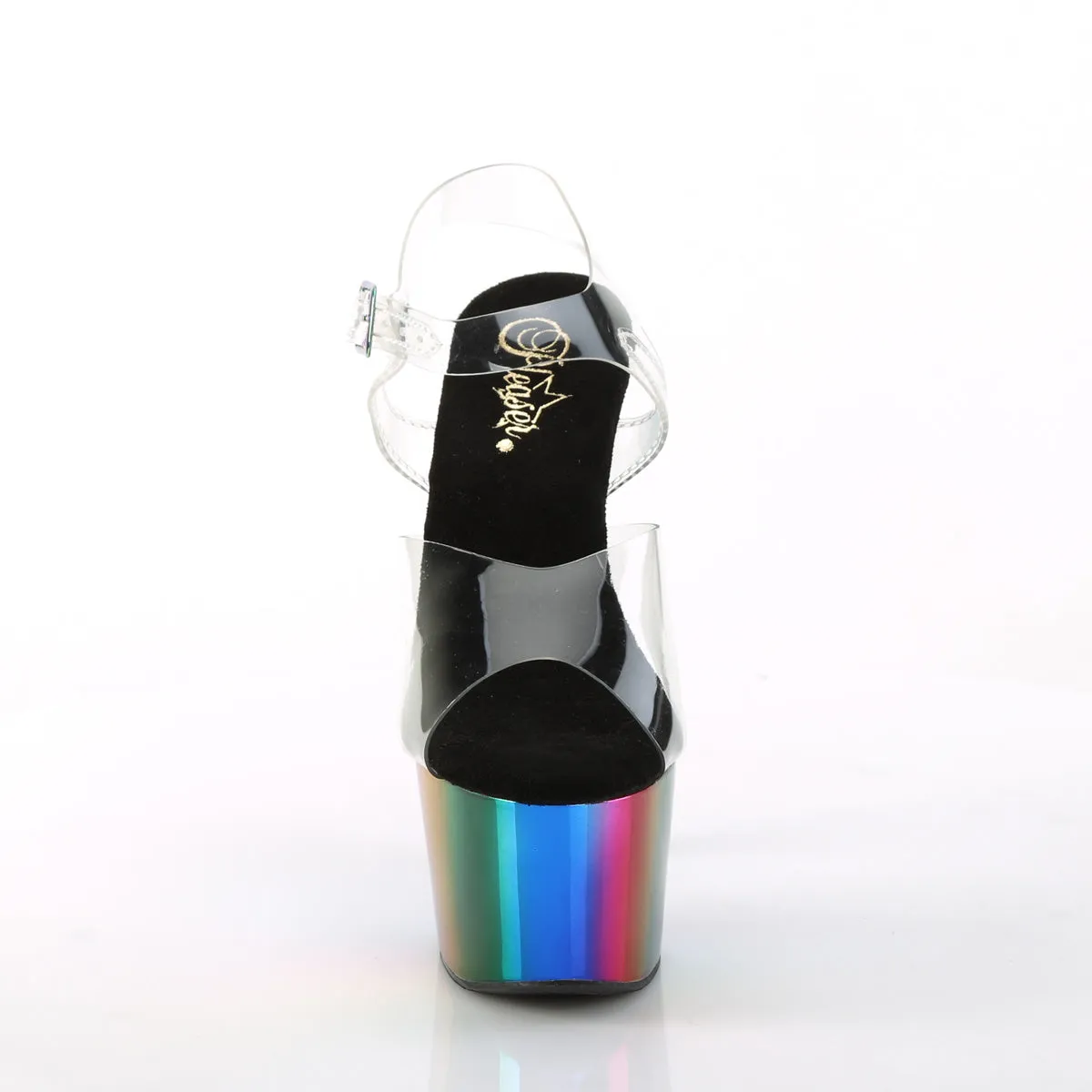 ADORE-708RC Pleaser Clear/Rainbow Chrome Sexy Platform Shoes (Pole Dancing Heels)