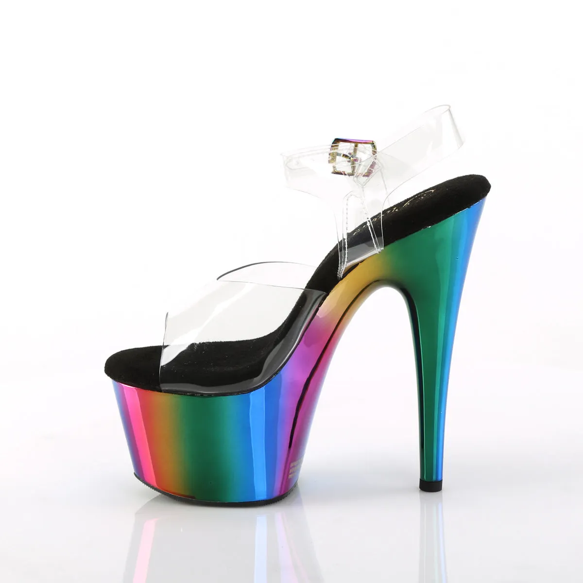 ADORE-708RC Pleaser Clear/Rainbow Chrome Sexy Platform Shoes (Pole Dancing Heels)