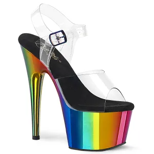 ADORE-708RC Pleaser Clear/Rainbow Chrome Sexy Platform Shoes (Pole Dancing Heels)