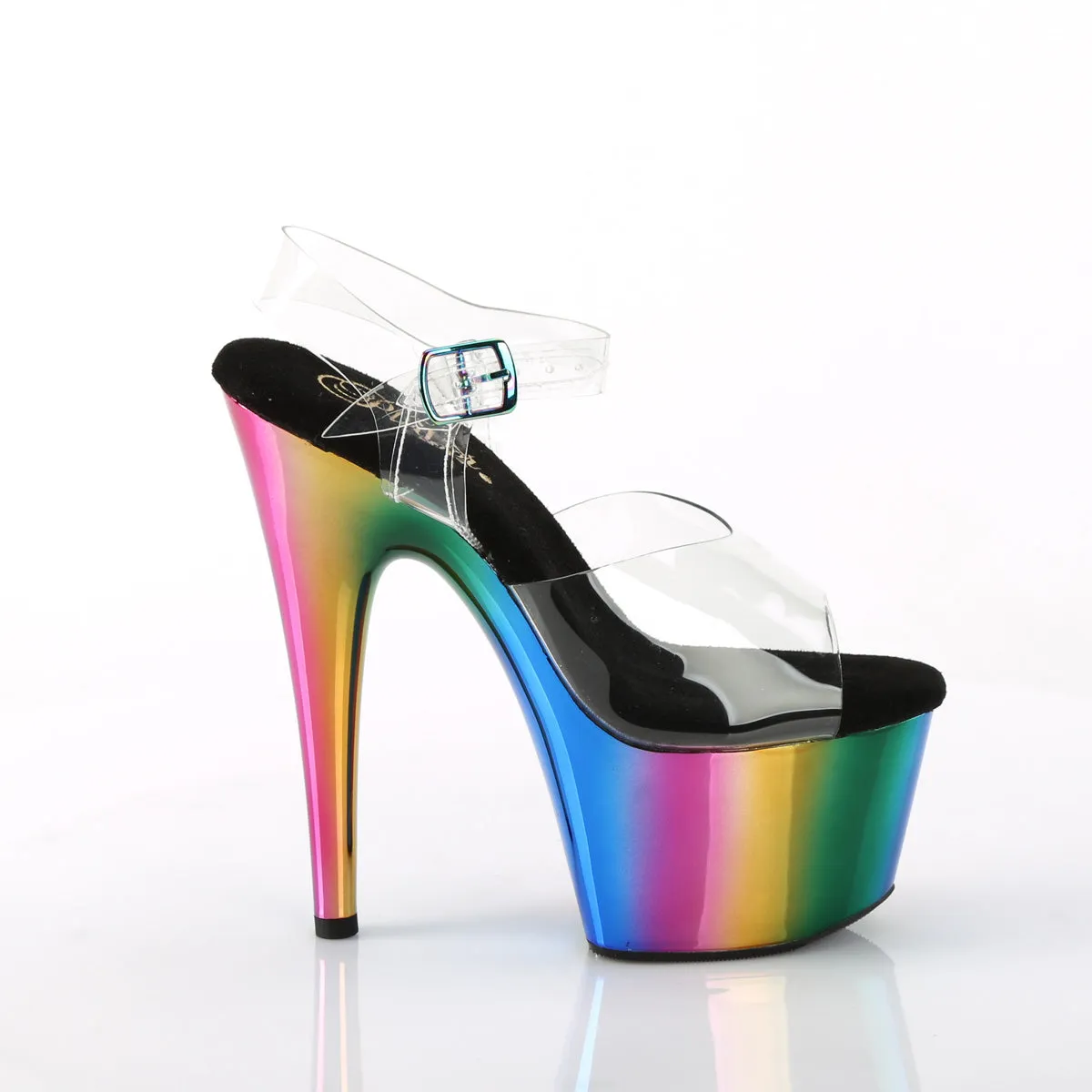 ADORE-708RC Pleaser Clear/Rainbow Chrome Sexy Platform Shoes (Pole Dancing Heels)