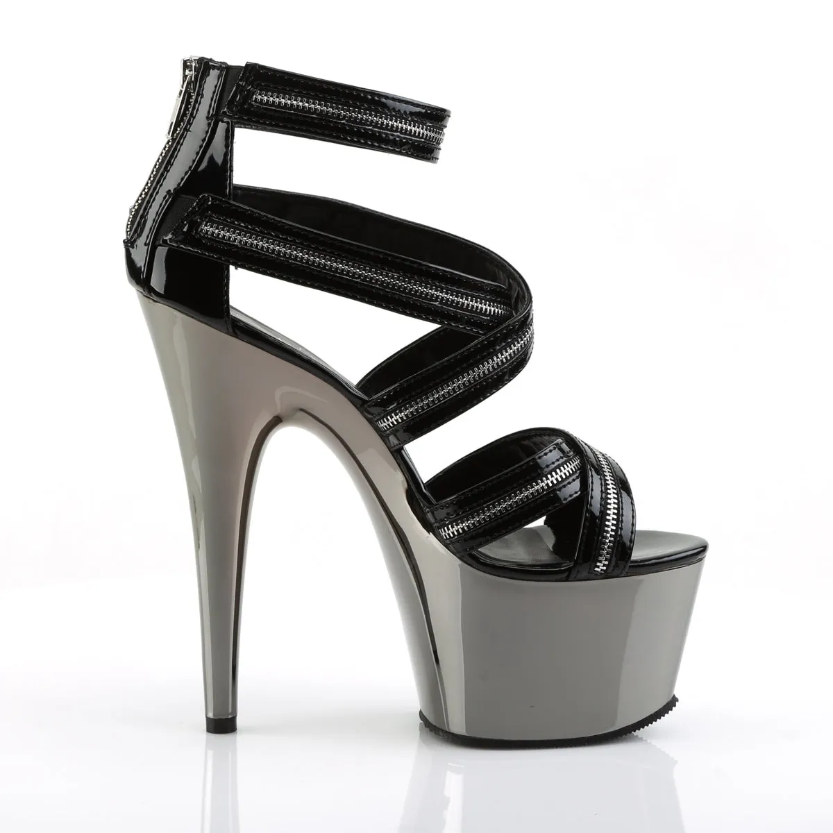 ADORE-767 Pleaser Black/Silver Sexy Platform Shoes (Pole Dancing Heels)