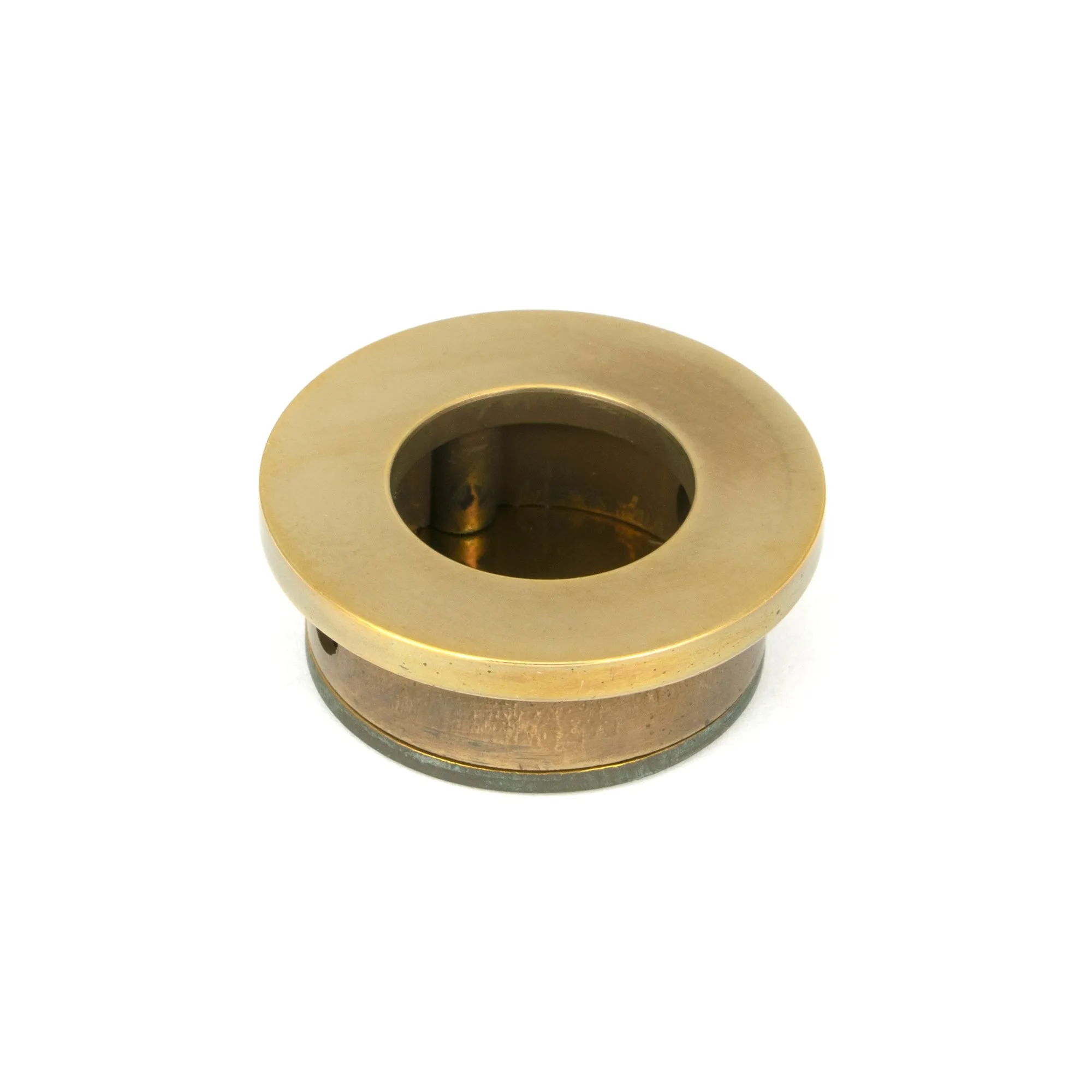 Aged Brass 34mm Round Finger Edge Pull | From The Anvil