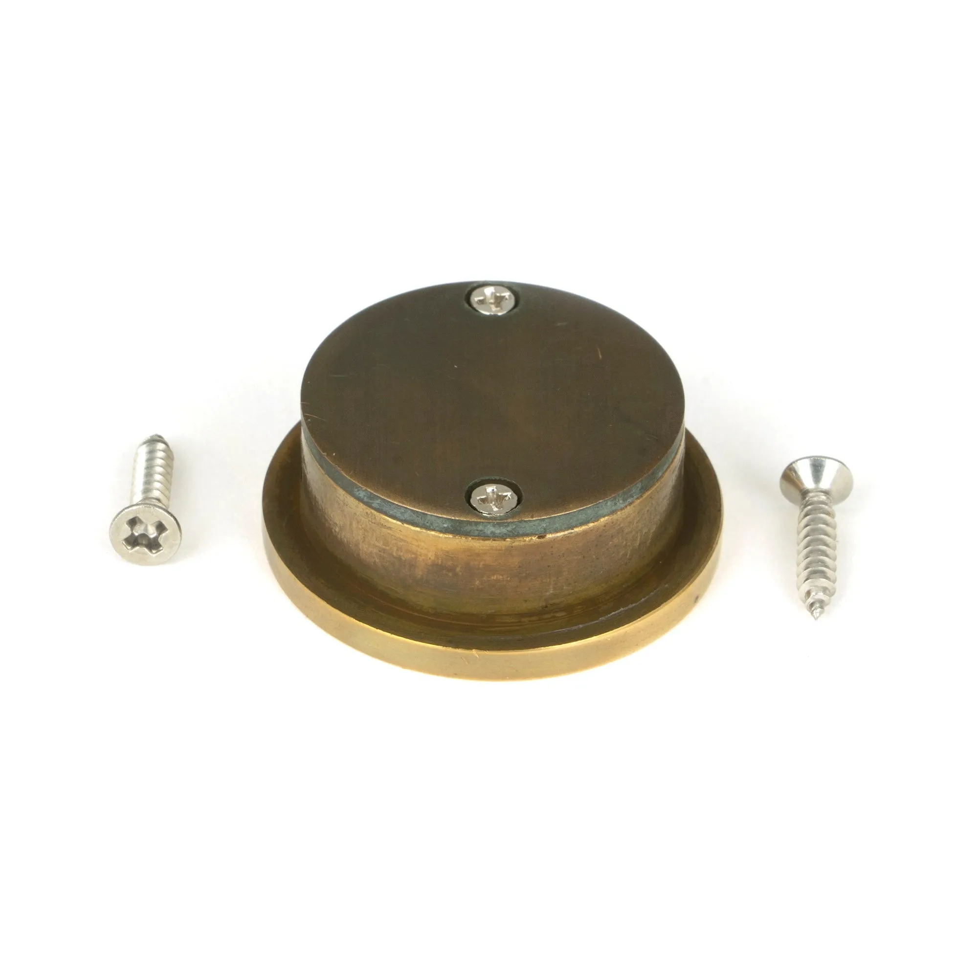 Aged Brass 34mm Round Finger Edge Pull | From The Anvil