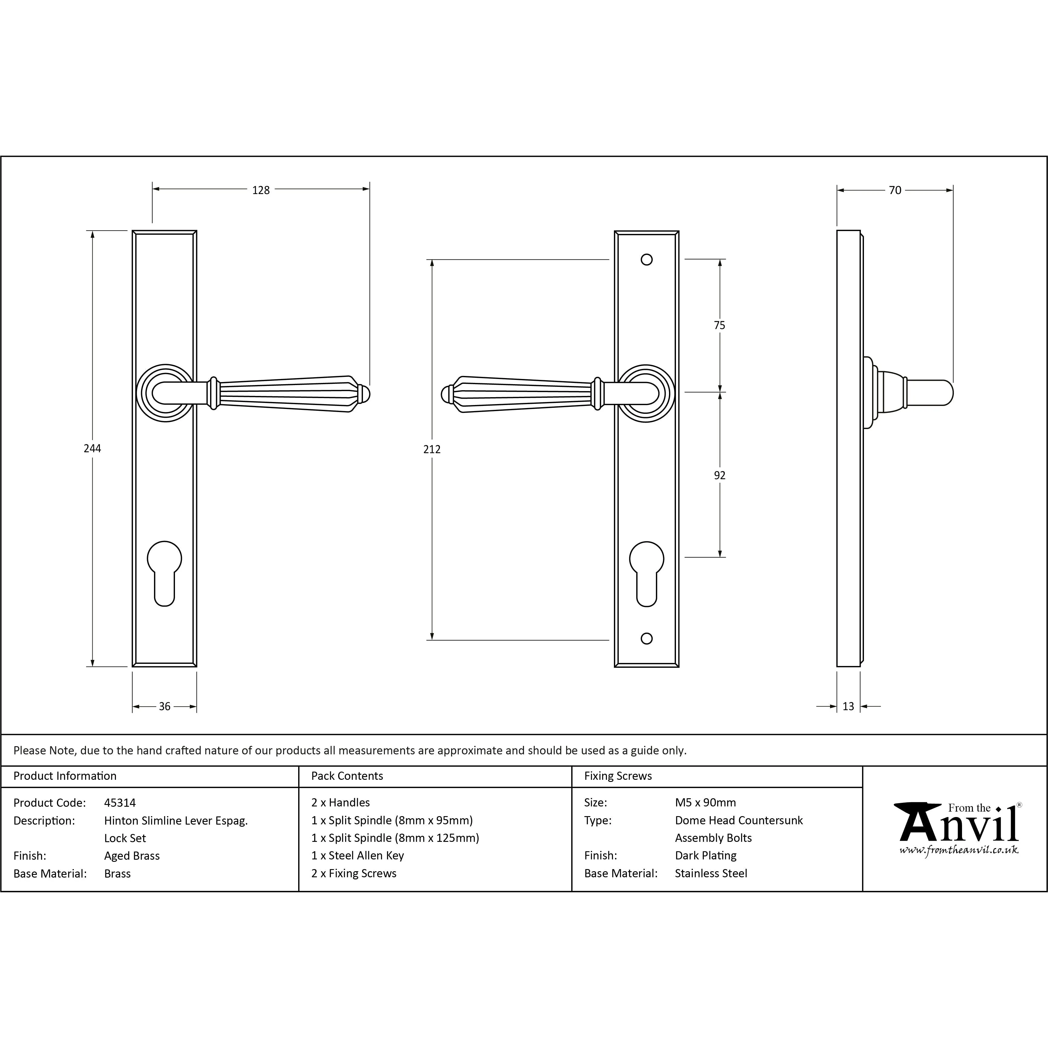 Aged Brass Hinton Slimline Lever Espag. Lock Set | From The Anvil