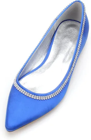 AGVER Women's Ballerina Ballet Flats Ladies Satin Pointed Toe Low Heel Flat Work Office Smart Slip on Shoes