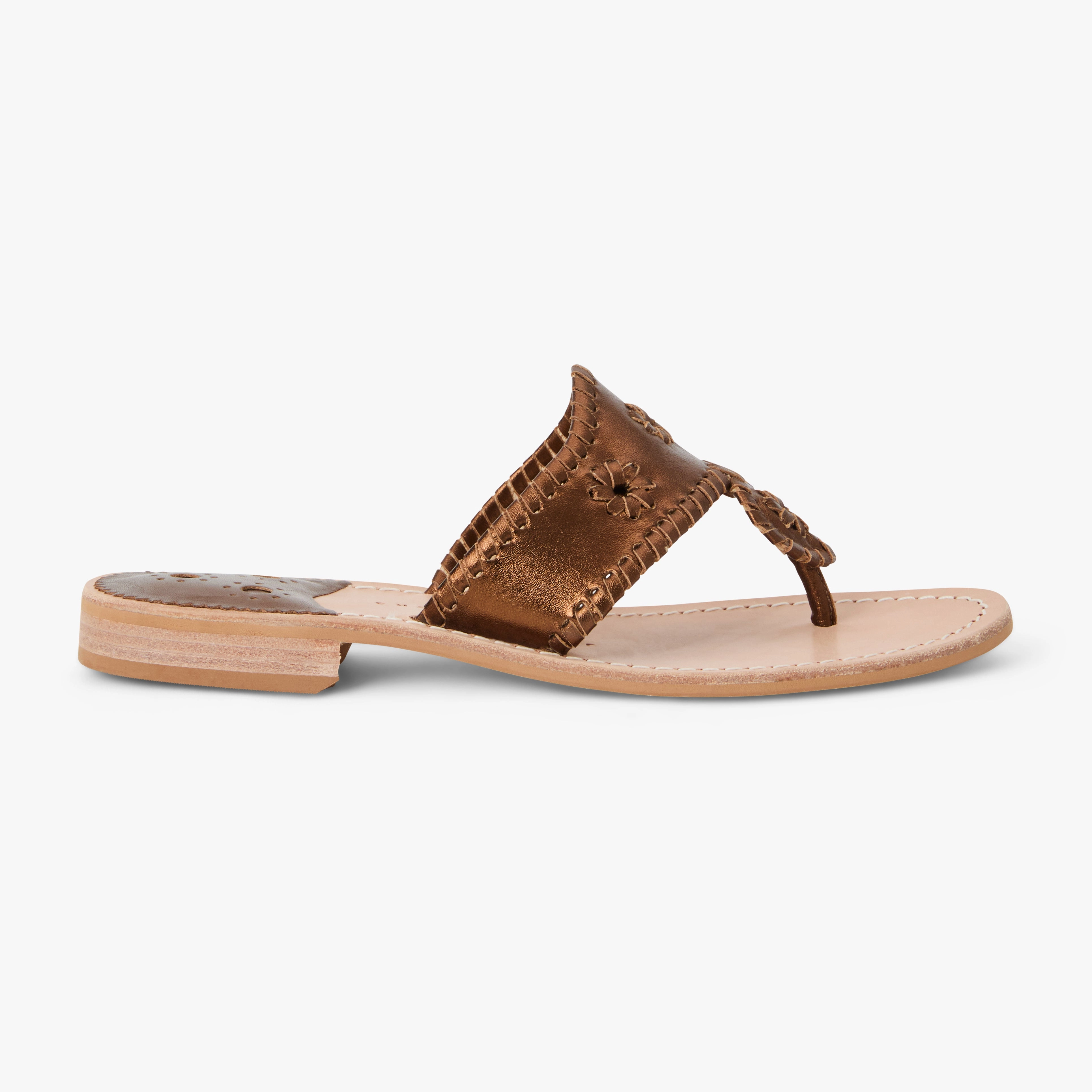 Light Trail Low Profile Footbed Jacks Wide Width Leather Flat Sandal