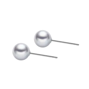 Akoya Silver Blue Pearl 18K White Gold Earrings
