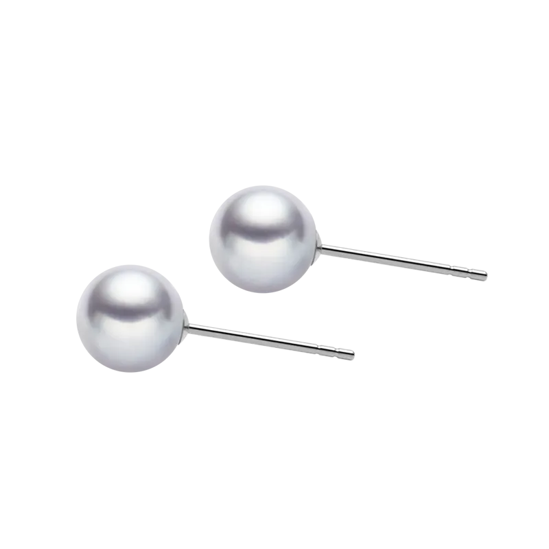 Akoya Silver Blue Pearl 18K White Gold Earrings