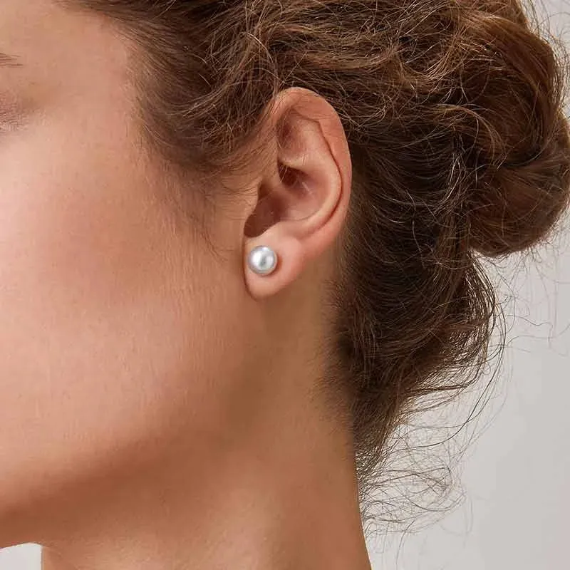 Akoya Silver Blue Pearl 18K White Gold Earrings