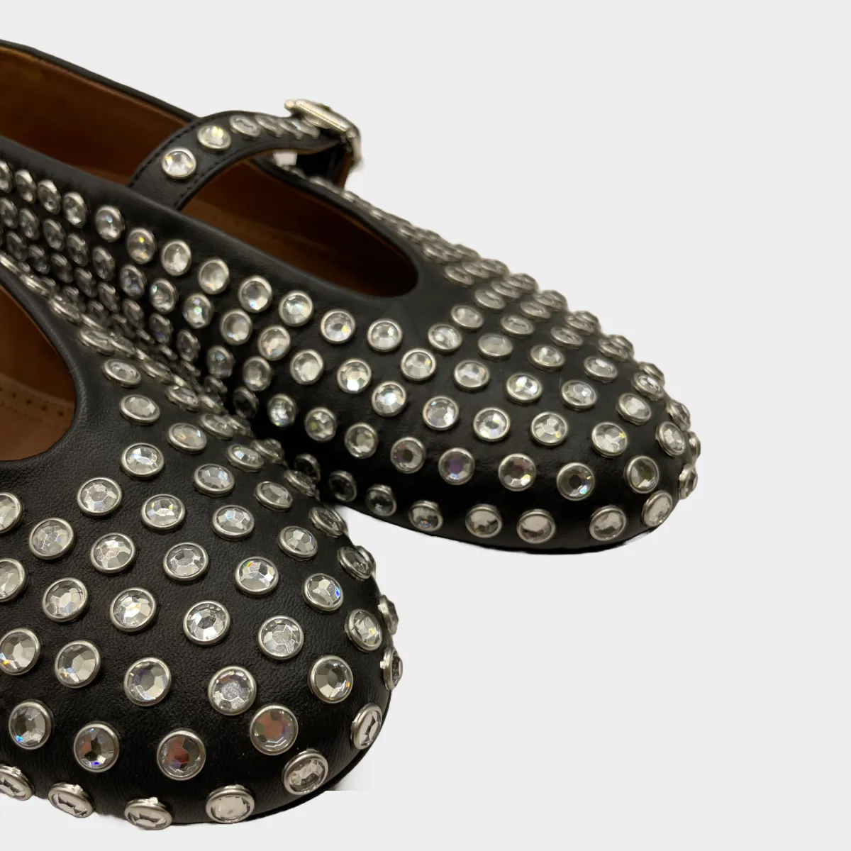 Alaia women's black lambskin strass ballet flats