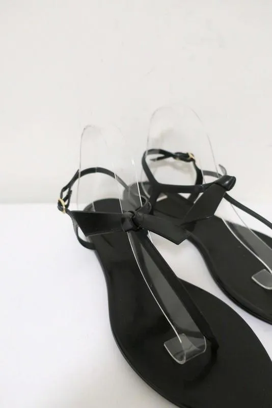 Alexandre Birman Clarita Jelly Bow Sandals Black Size 41 T-Strap Flats NEW