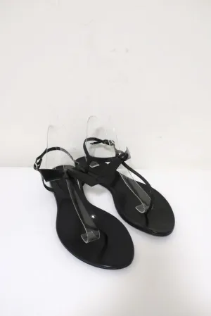 Alexandre Birman Clarita Jelly Bow Sandals Black Size 41 T-Strap Flats NEW