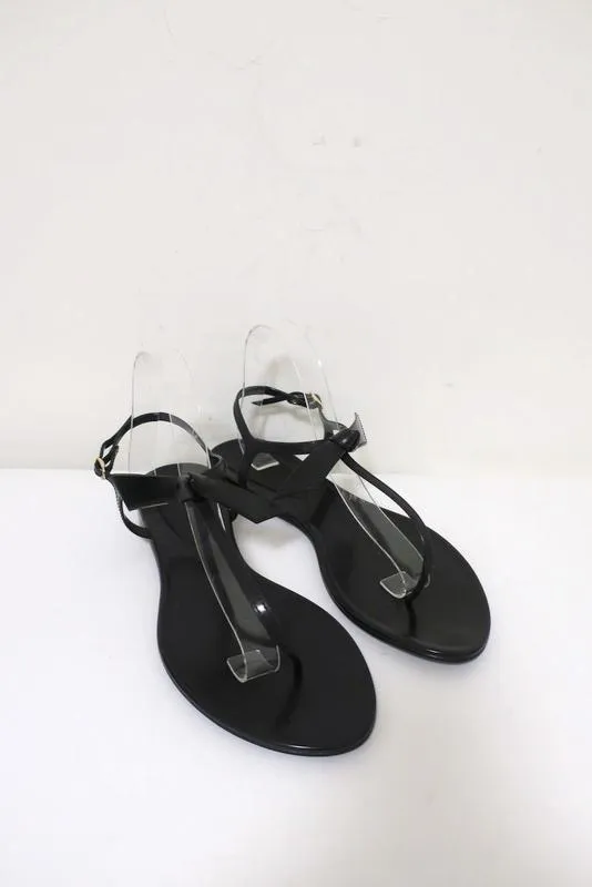 Alexandre Birman Clarita Jelly Bow Sandals Black Size 41 T-Strap Flats NEW