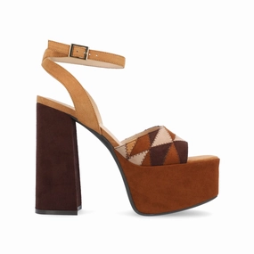 Natural Step Long Step ASHERBY STRAPPY HEELED SANDALS IN FABRIC