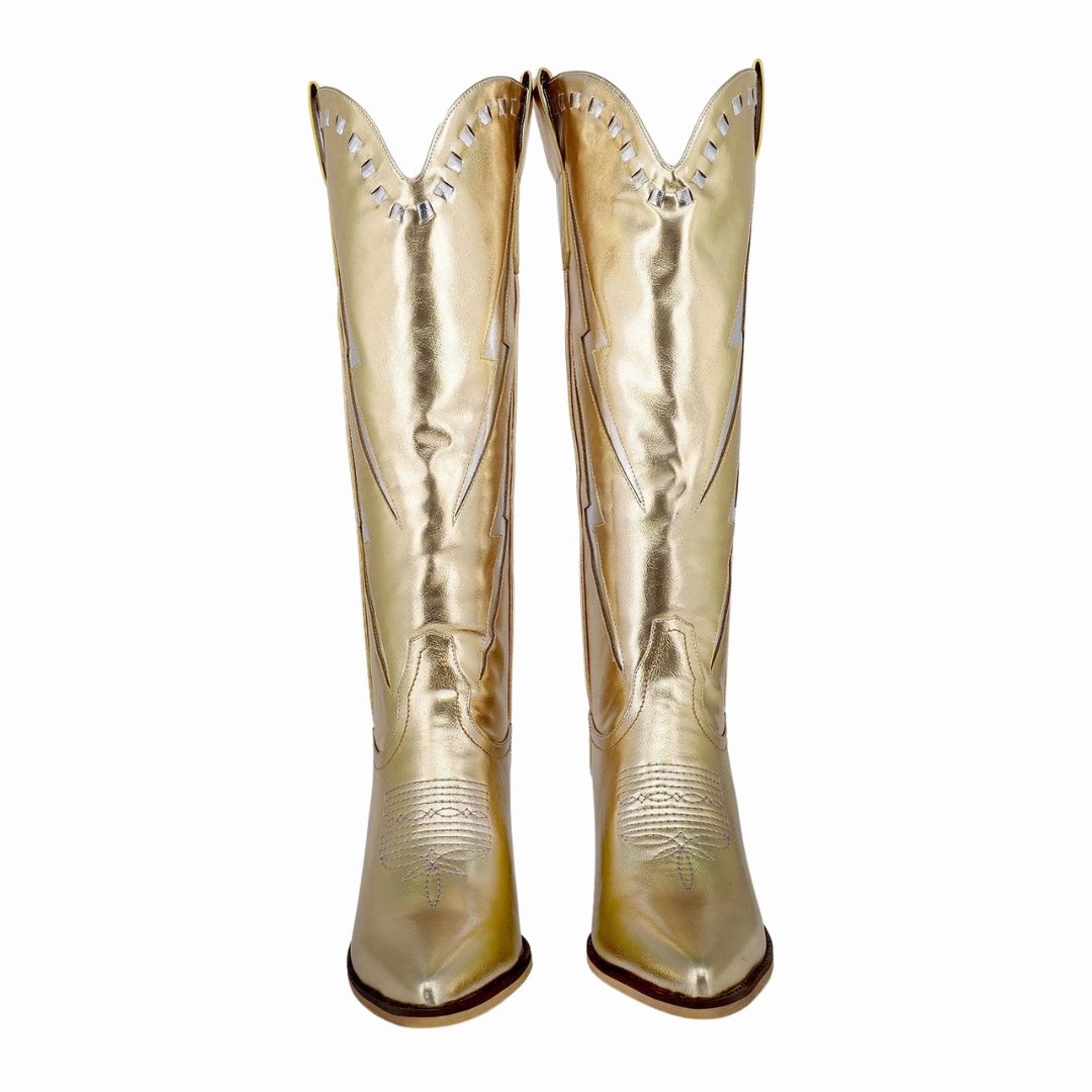 Traction Optimized 3D printed midsole The Jolene in Gold / Silver