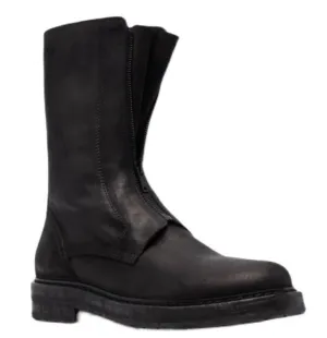 ALLEN COZXUN BRITISH STYLE CHUNKY MID CALF BOOTS IN BLACK