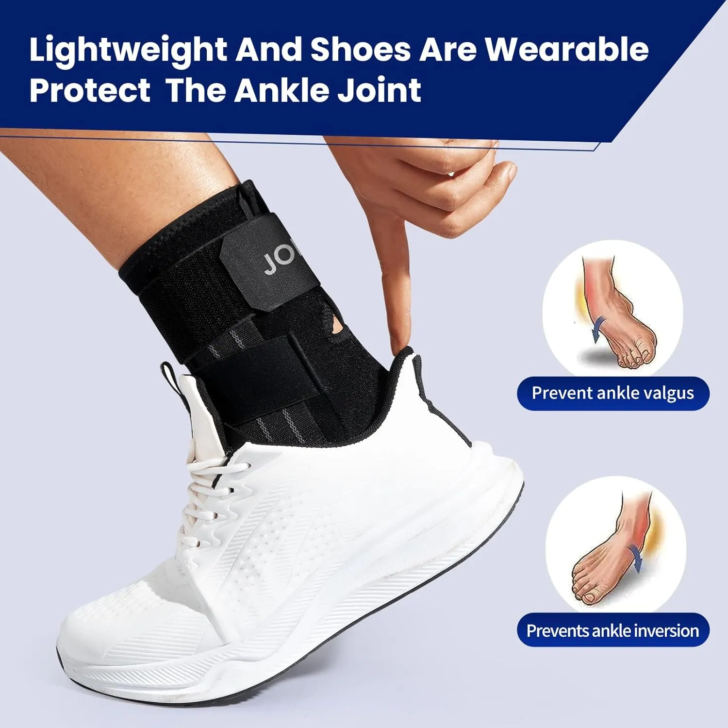 Ankle Brace for Women Men, Sprained Pain Relief, Adjustable Foot Ankle Support with Side Stabilizers for Tendinitis Sprained Ankle Plantar Fasciitis Ligament Injury Recovery