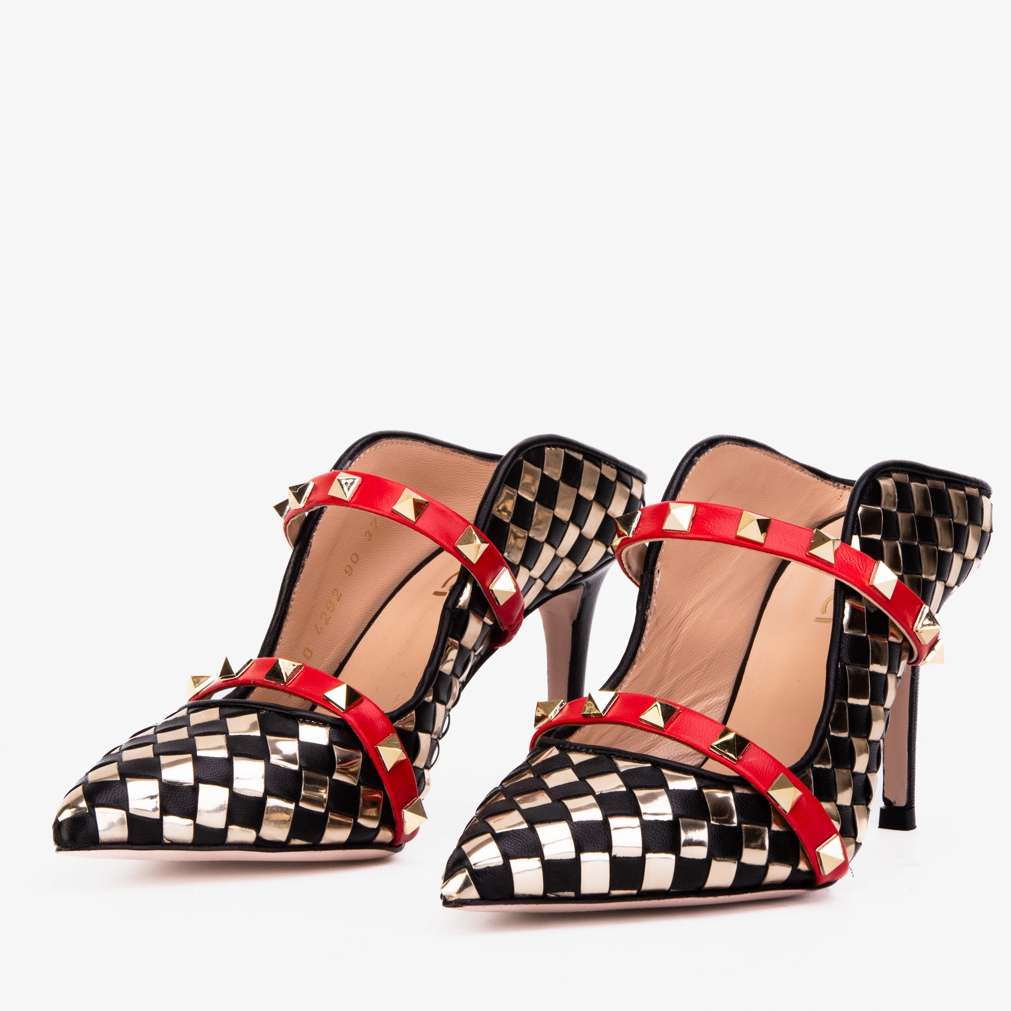 The Dosso Black Handwoven Leather Pointy Toe Women Sandal Minimalist Design