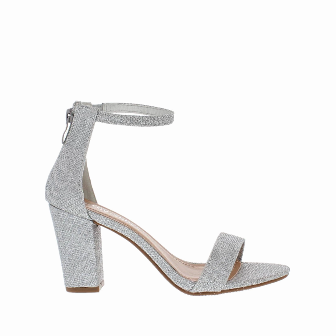Ankle Strap Mid Chunky Heel (SILVER) Anti Grip Basic Movement