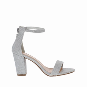 Ankle Strap Mid Chunky Heel (SILVER) Anti Grip Basic Movement