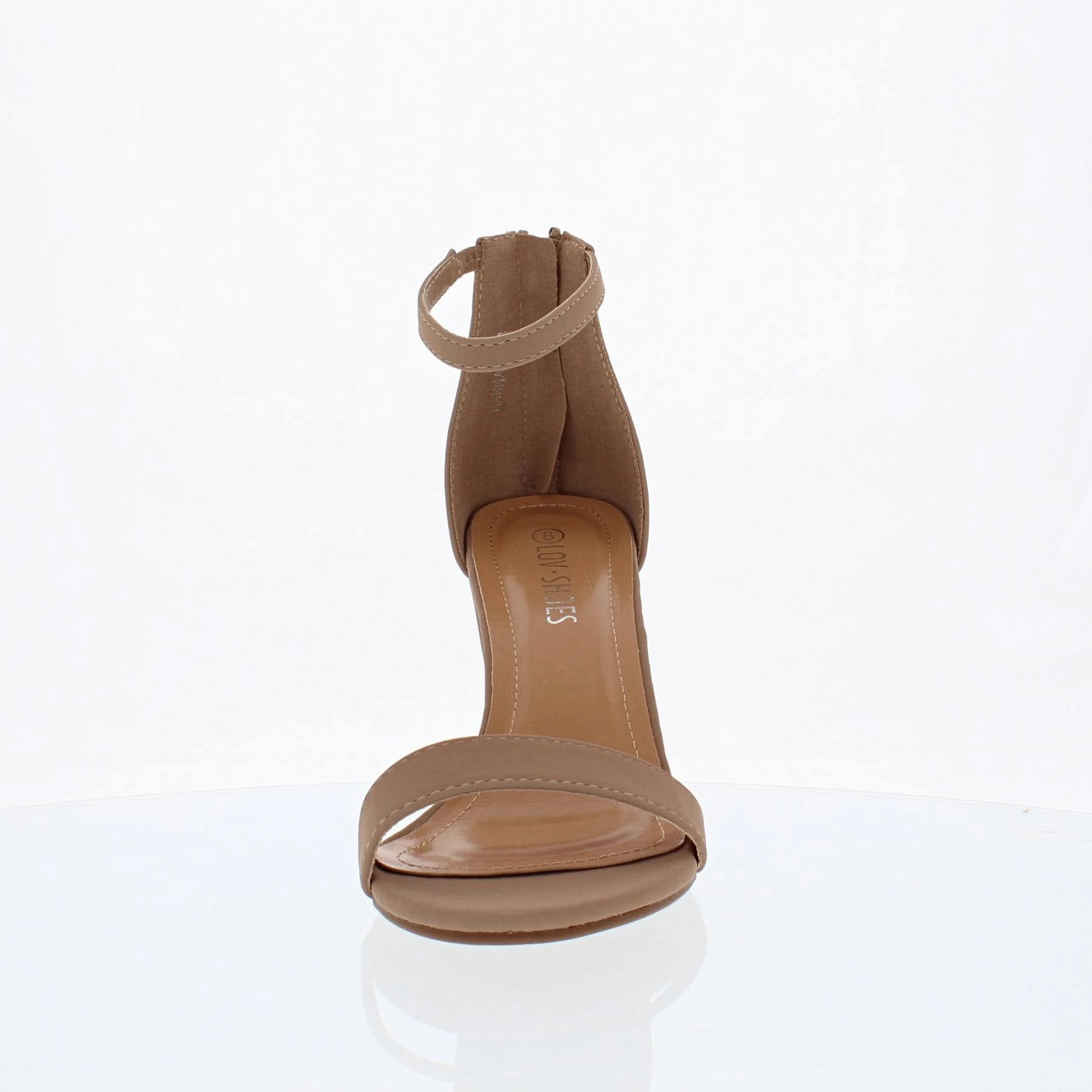 Understated Outdoor Entry Ankle Strap Mid Chunky Heel (TAN)