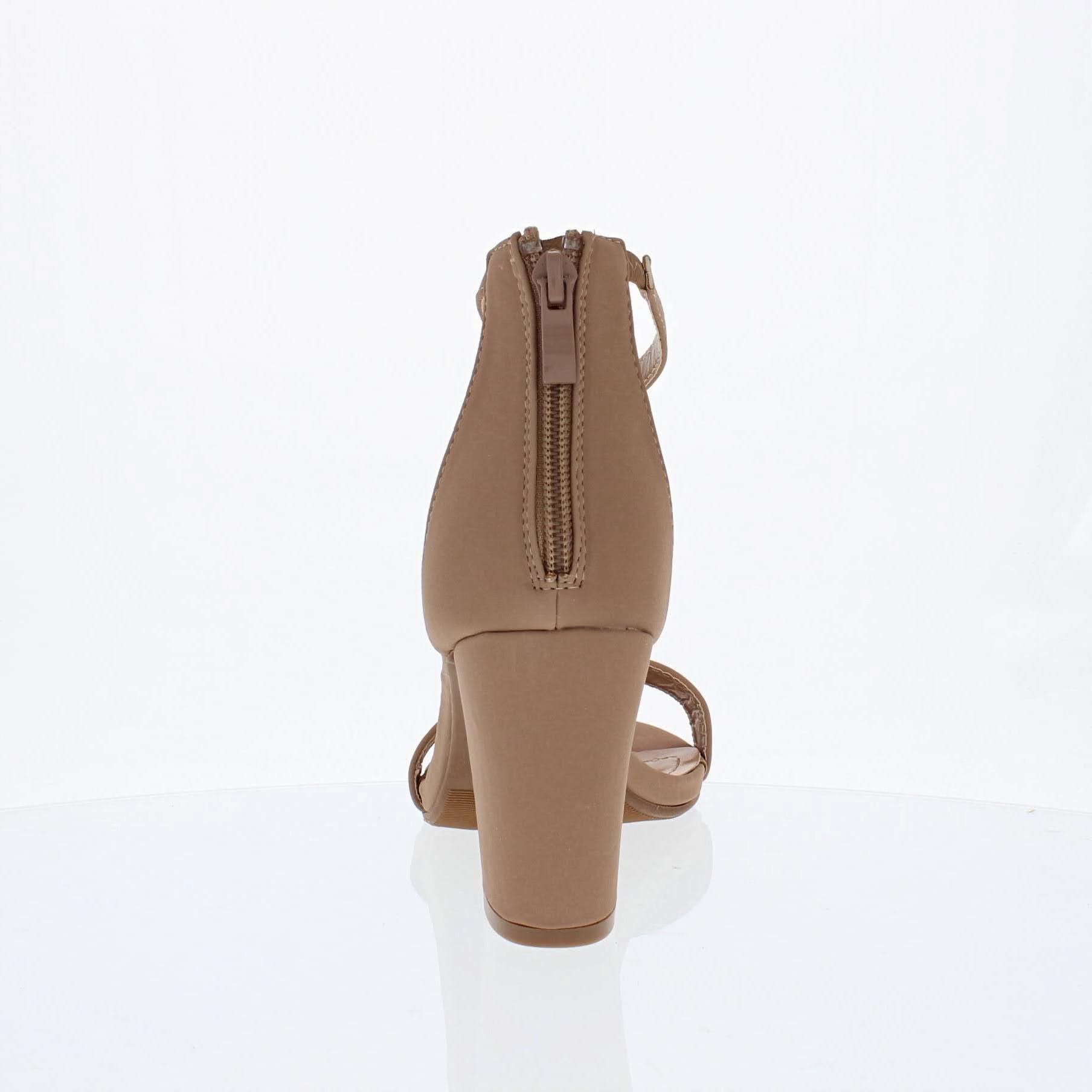 Ankle Strap Mid Chunky Heel (TAN) Shock Step Motion Comfort