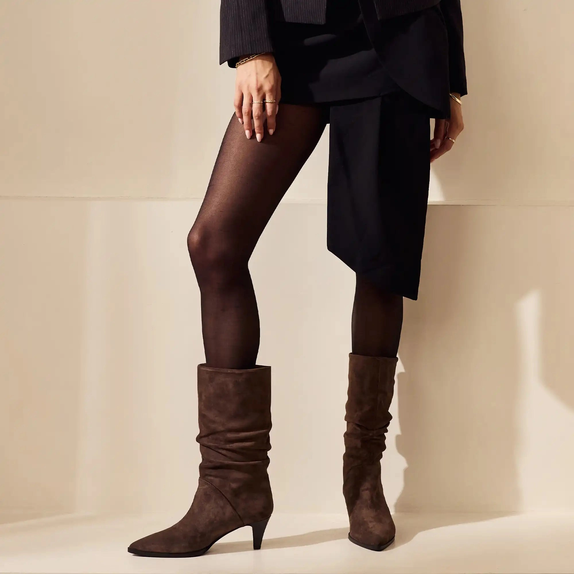 Vend?me Margot brown suede boots Bonded Seam Technology Durable durability