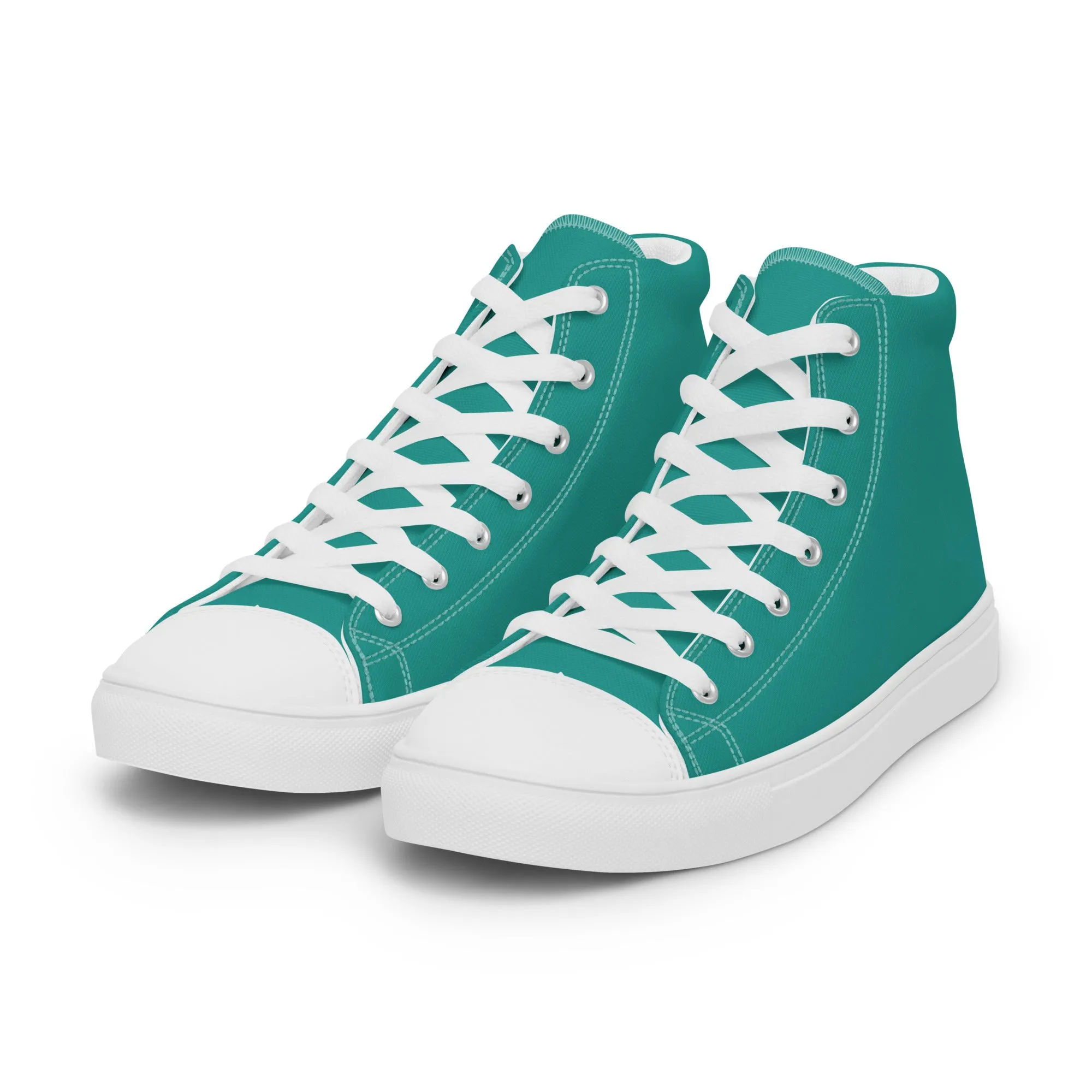 Aqua Blue Men’s high top canvas shoes, Margarita Drinking Shoes