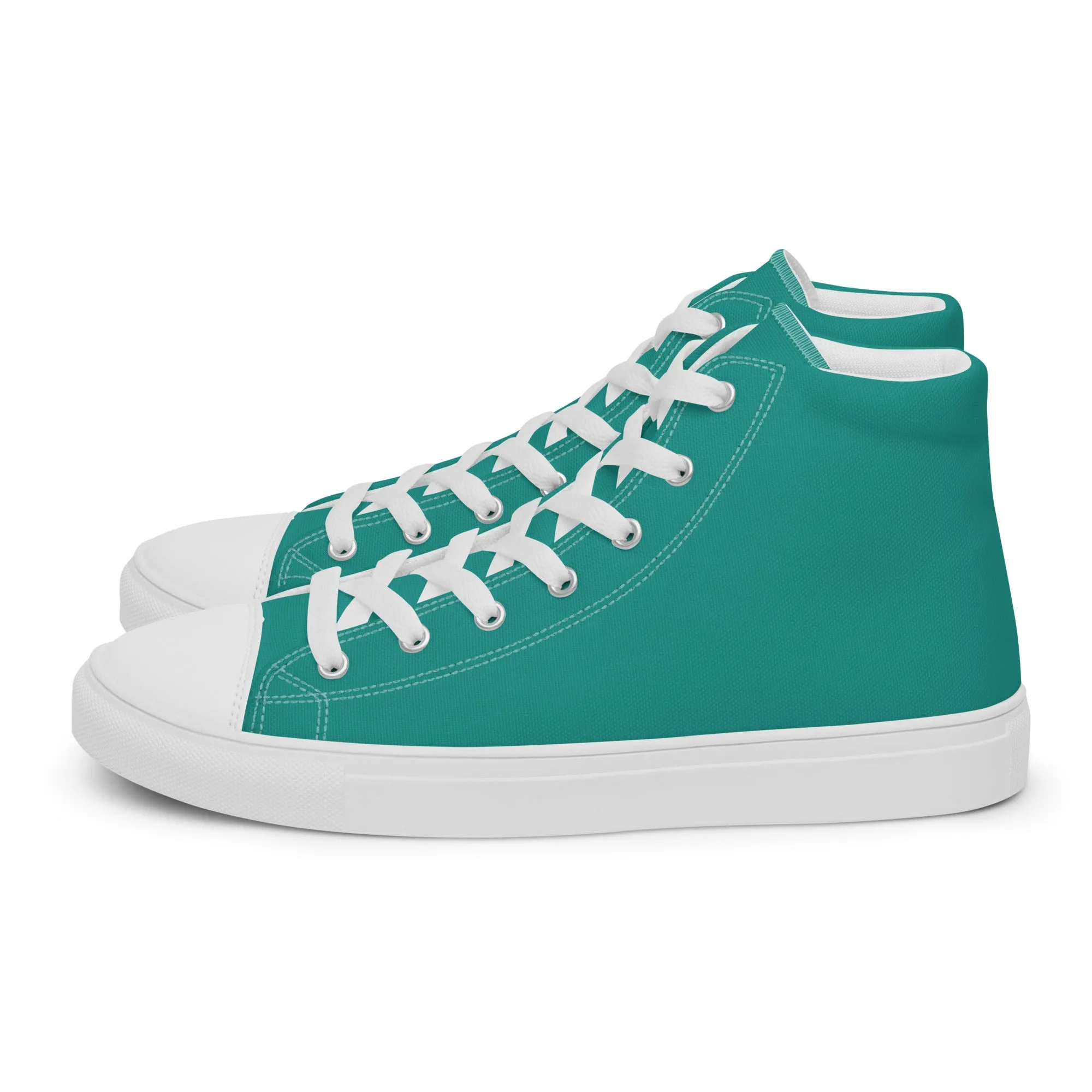 Aqua Blue Men’s high top canvas shoes, Margarita Drinking Shoes