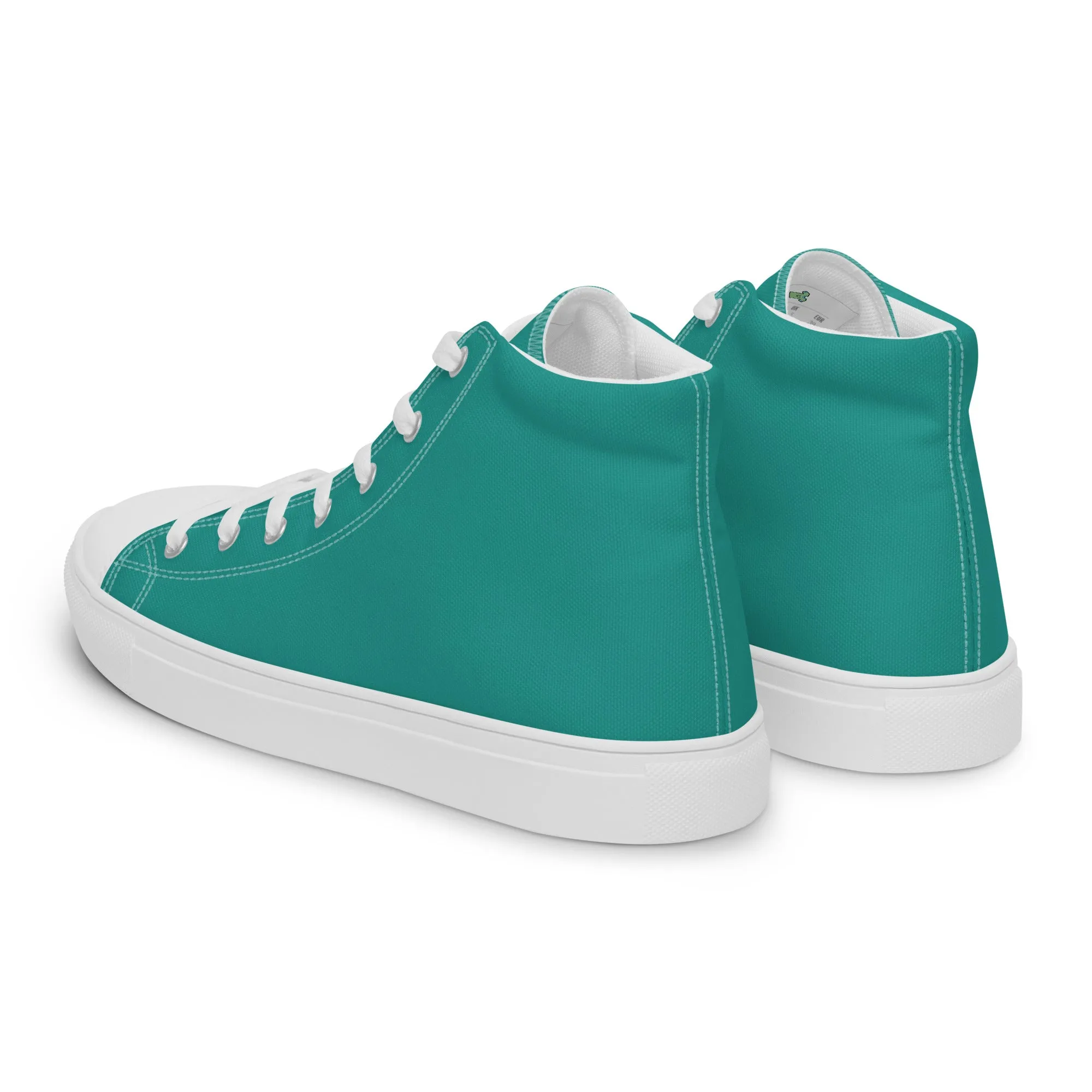 Aqua Blue Men’s high top canvas shoes, Margarita Drinking Shoes