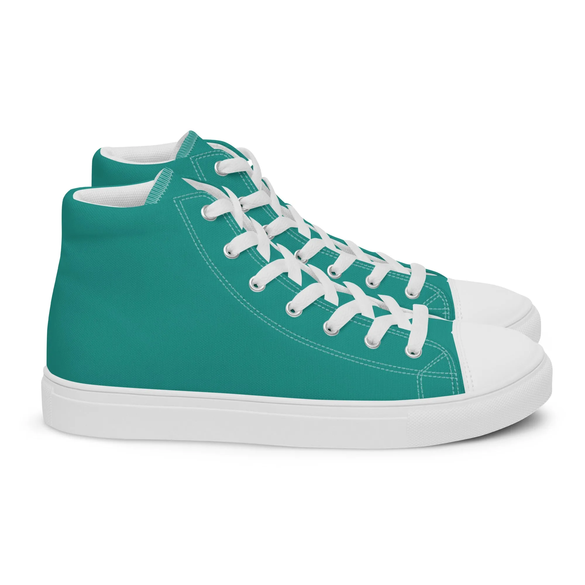 Aqua Blue Men’s high top canvas shoes, Margarita Drinking Shoes
