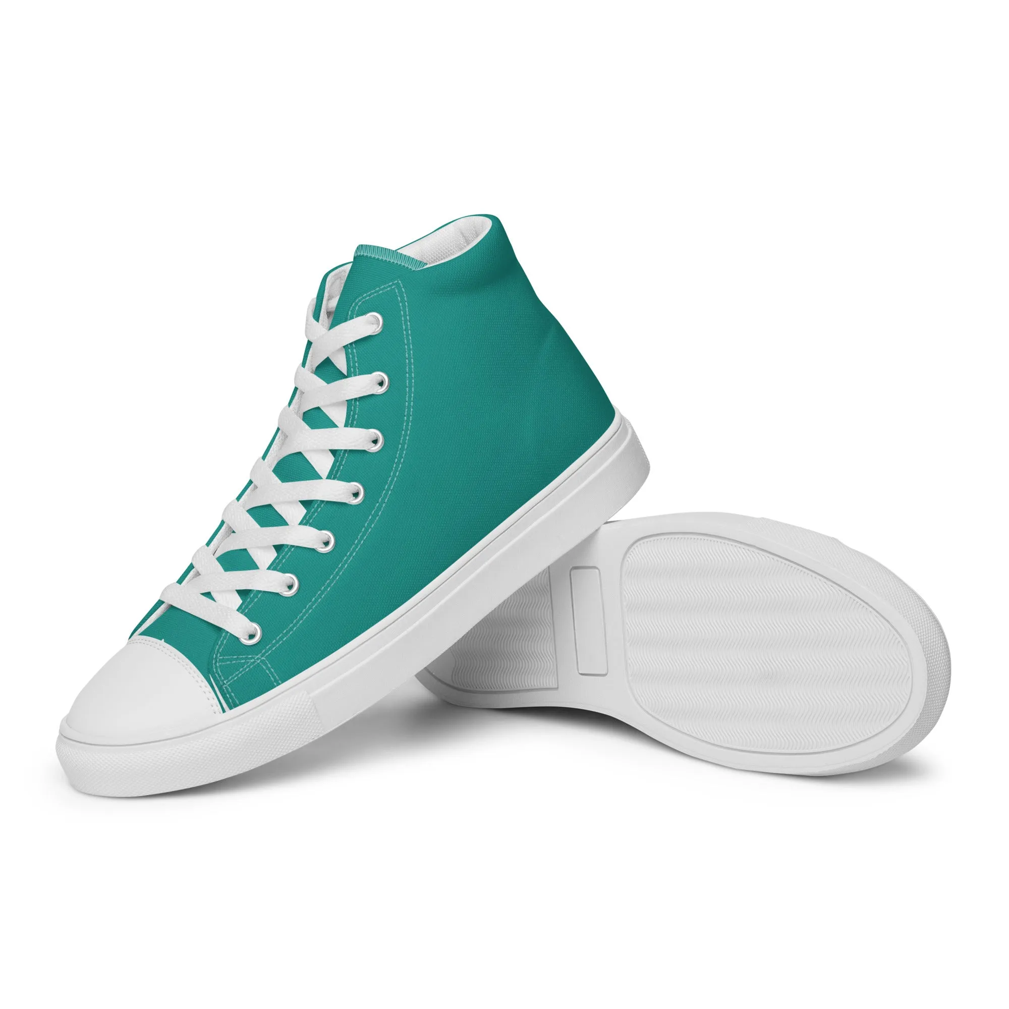 Aqua Blue Men’s high top canvas shoes, Margarita Drinking Shoes