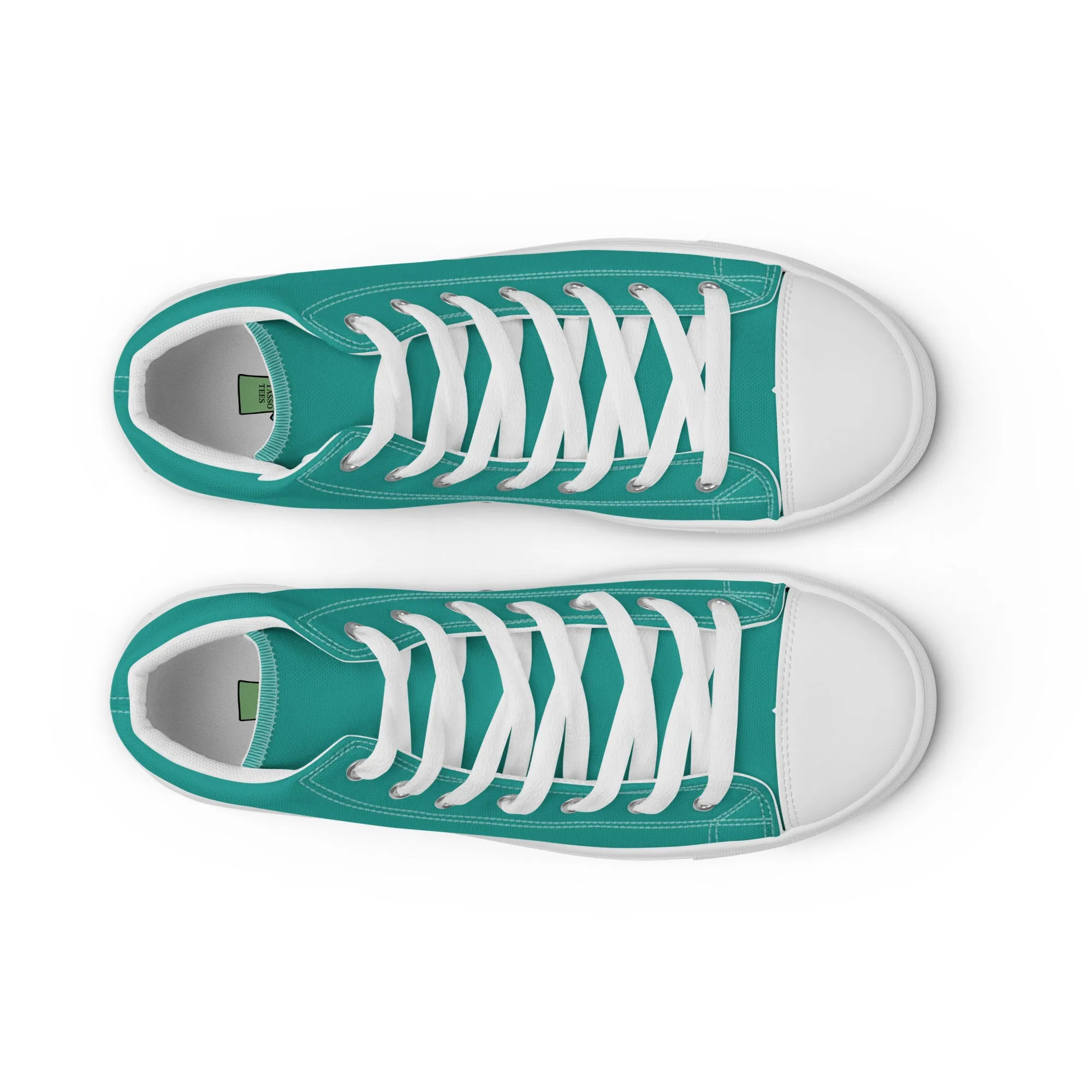 Aqua Blue Men’s high top canvas shoes, Margarita Drinking Shoes