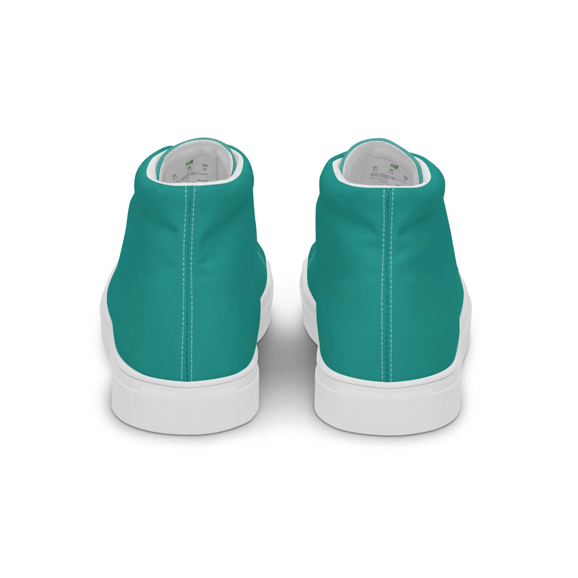 Aqua Blue Men’s high top canvas shoes, Margarita Drinking Shoes