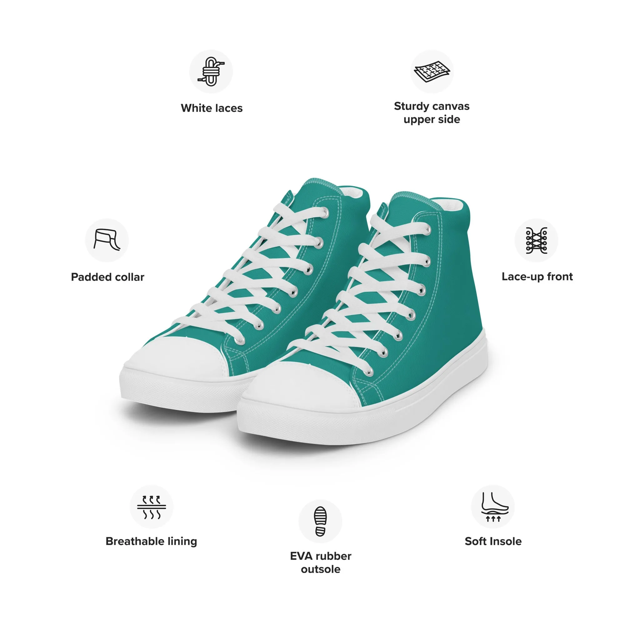 Aqua Blue Men’s high top canvas shoes, Margarita Drinking Shoes