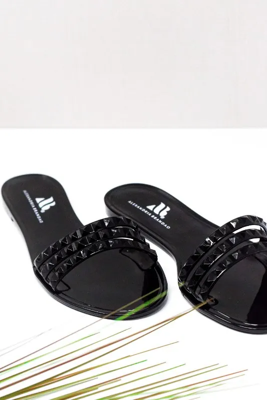 Aria B Black Slide Sandals