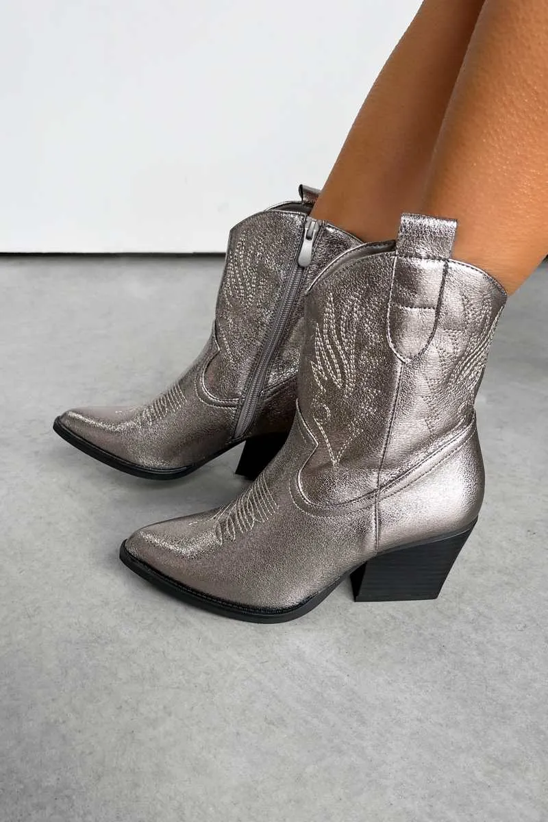 ARIZONA Western Cowboy Boots -  Gunmetal