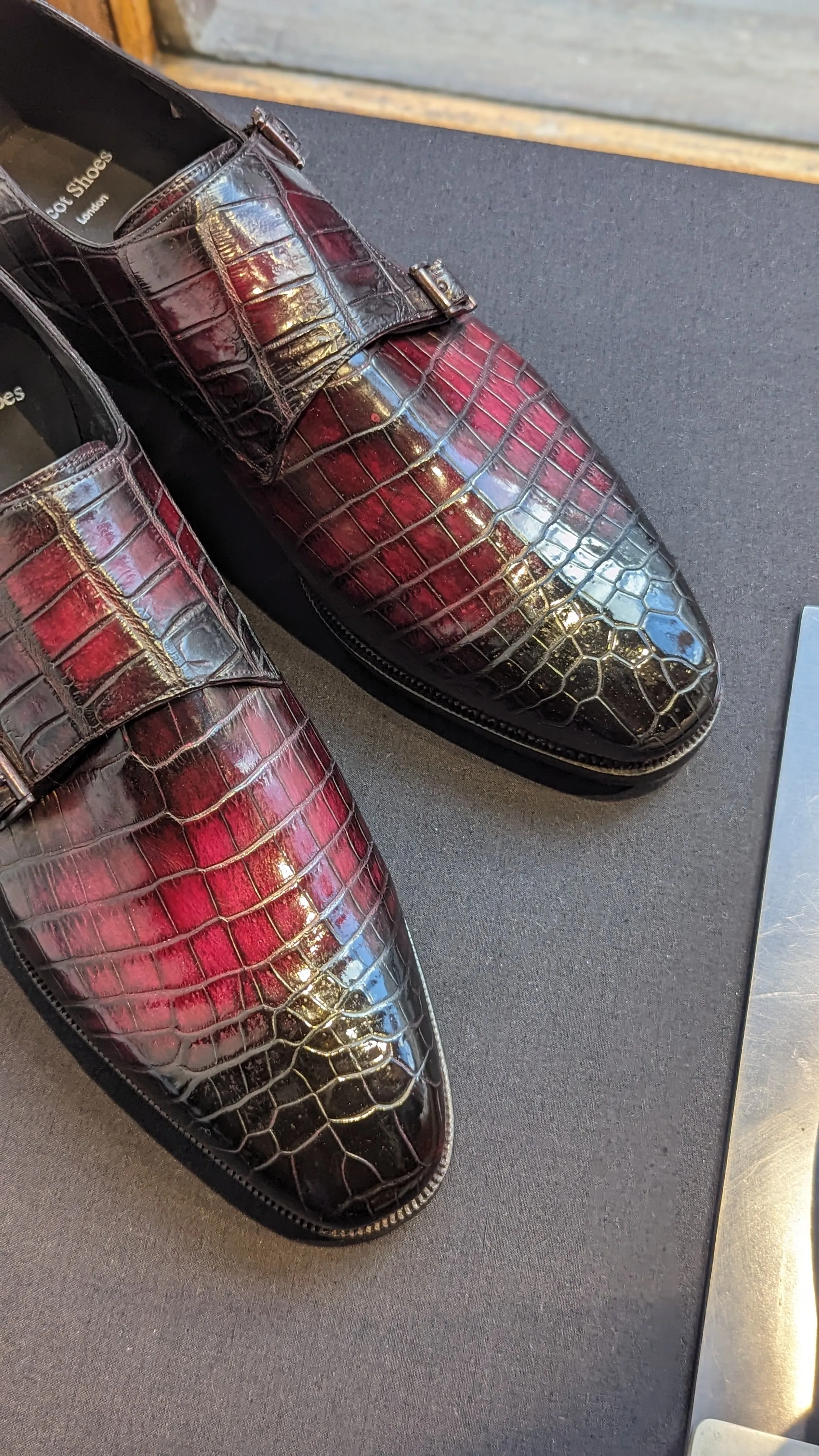 Ascot Double Monks - Black Cherry Patina